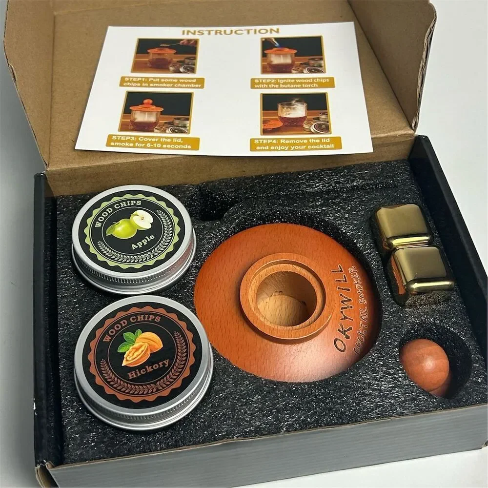 Okywill Cocktail Smoker Kit‎ with 4 Wood Chip Flavors & Instructions
